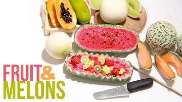 How To Make Miniature Melons - Polymer Clay - Cantaloupe, Honey Dew, Papaya, Watermelon
