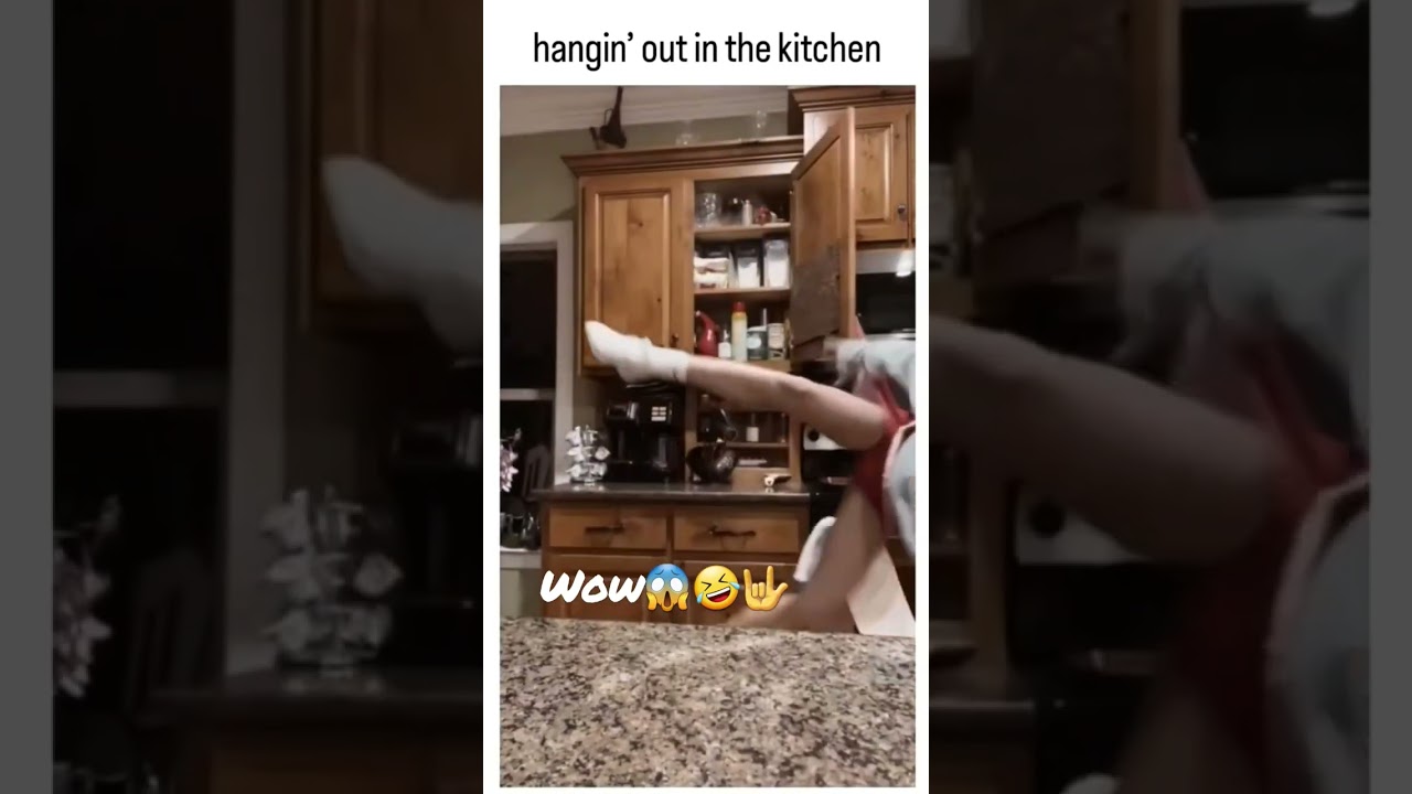 Funny Girl missed her jump and Hanging on the Kitchen Door 🤣