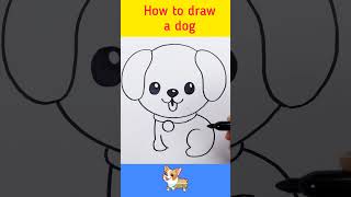 How to draw a cute puppy, Easy Dog drawing for kids #dog #puppy