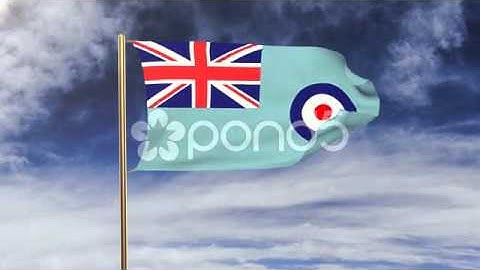 Royal Air Force Flag Waving In The Wind. Green Screen, Alpha Matte. Loopable