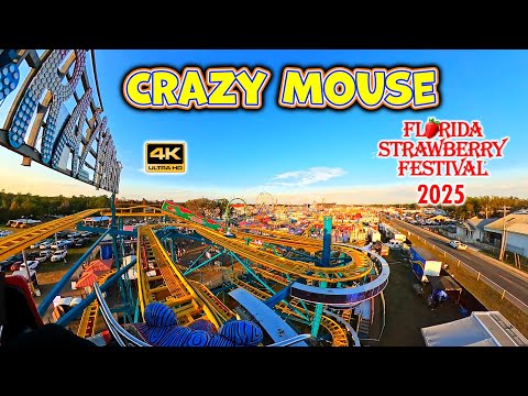 [4K] Crazy Mouse - Spinning Wild Mouse Coaster | On-ride POV | Florida Strawberry Festival 2025