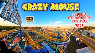 [4K] Crazy Mouse - Spinning Wild Mouse Coaster | On-ride POV | Florida Strawberry Festival 2025