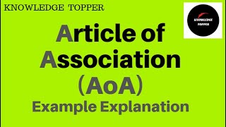 What is Article of Association | What is AoA in Company Law | Article of Association Company Law