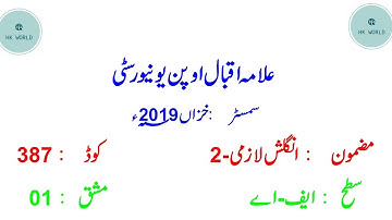 Aiou 387 Fa Part 1 Solved Assignment Autumn 2019