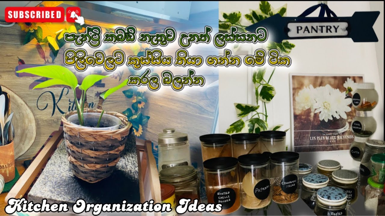 පැන්ට්‍රි කබඩ් නැතුව උනත් ලස්සන කුස්සියක්😍 /Kitchen Organization Ideas Sinhala Fr.Diaries 🇫🇷
