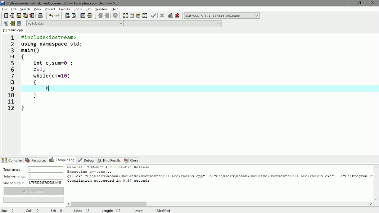 Lecture# 28 Sum of natural numbers using while loop | C++ Programming ...