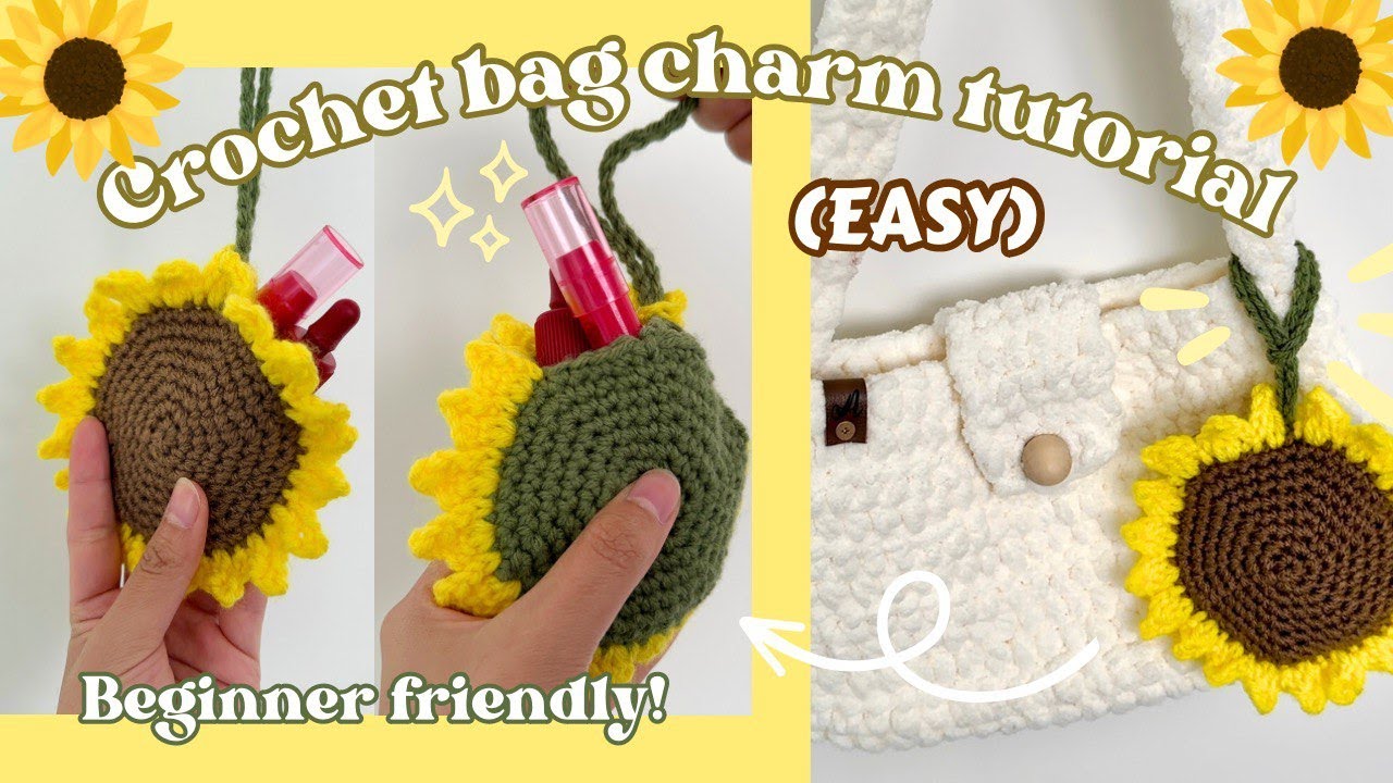 Crochet Flower Bag Charm (can be use as a pouch!) 🌸  DIY Pretty Flower  Pouch for Small Essentials 🌸 