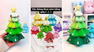 Làm Cây Thông Noel bằng giấy siêu đơn giản | Fold a paper Christmas tree // Quyển Sách Nhỏ