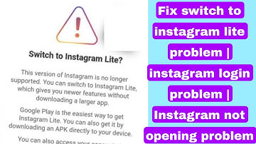 Fix switch to instagram lite problem | instagram login problem | Instagram not opening problem