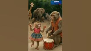 “Baby monkey’s dance   papa’s beats = zoo’s happiest concert 🐵🥁#MonkeyDance #ZooVibes #ViralMoments”