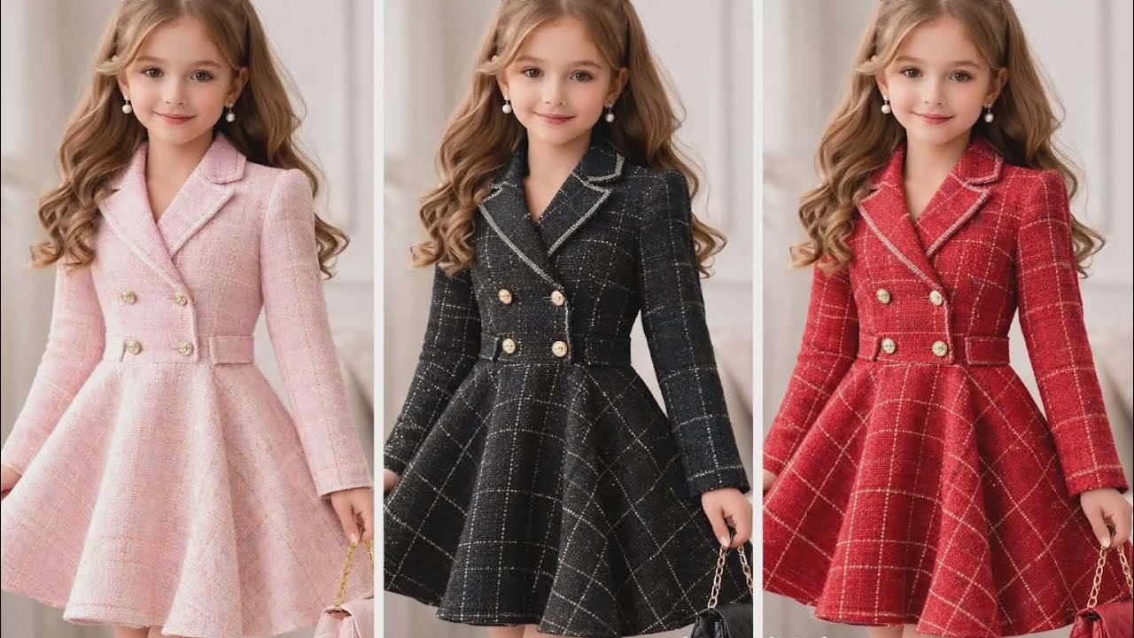 تفصيل تفصيل روب لبنات صغار رقبة بكول تايور تنورة كلوش 