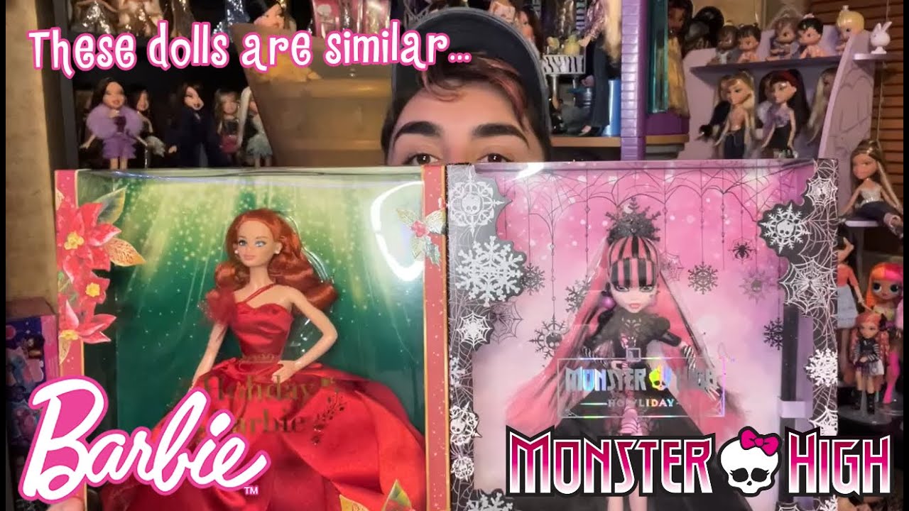 Holiday Barbie 2022 Odile and Monster High Howliday Winter Edition  Draculaura Unboxing and Review!
