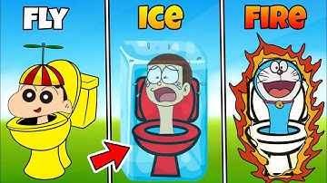 Shinchan And Nobita Play Noob Vs Pro Vs Hacker In Power Skibidi RUN 3D 🤣🤣 | Funny Game |