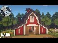 Minecraft : How To Build A Red Barn! Animal Barn Tutorial