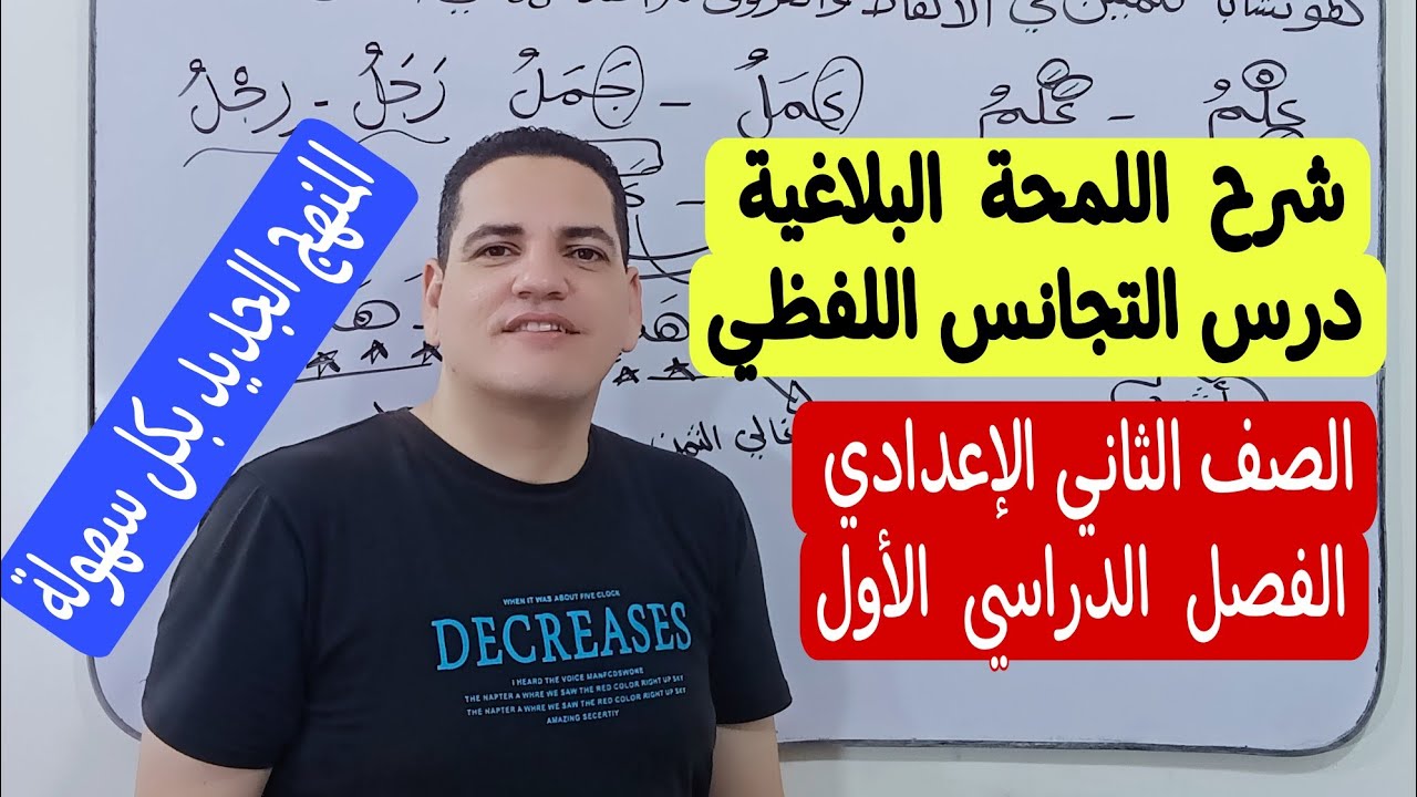 شرح اللمحة البلاغية - درس ( التجانس اللفظي ) ـ الصف الثاني الإعدادي/ترم أول المنهج الجديد بكل سهولة 