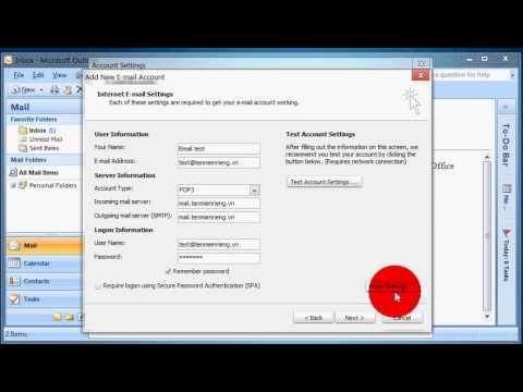 Hướng dẫn cài đặt email vào outlook 2007 Không có SSL/TLS - email.tenmienrieng.vn | Foci