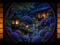 🌧️ 紫陽花雨夜 | Hydrangea Rain Garden for Deep Sleep ☔ Japanese Ambient Sounds