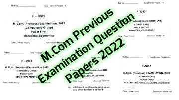 M.Com previous year question papers 2022 || M.Com previous examination 2022 paper 1 to 5