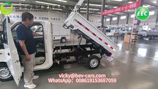 EEC COC L7e electric pickup truck cargo van vehicle with hydraulic self-unloading cargo hopper