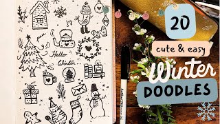20 Cute Winter themed Doodles for your Holiday Season | Easy Beginner Doodles