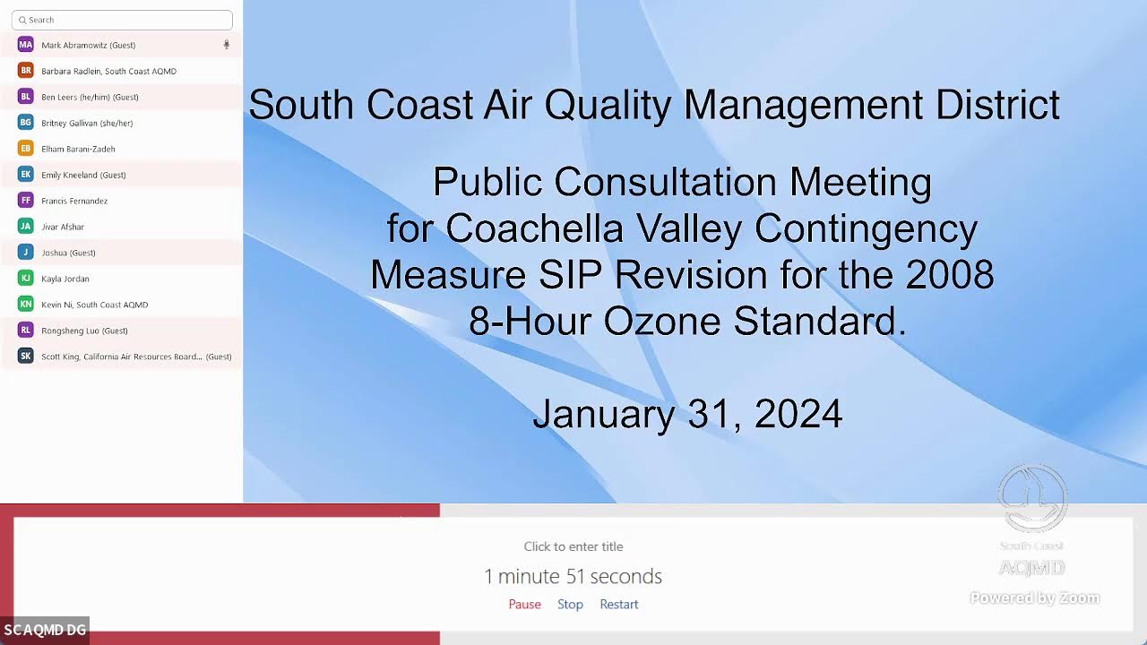 South Coast AQMD Public Consultation - CV Ozone Contingency Measure - January 31, 2024