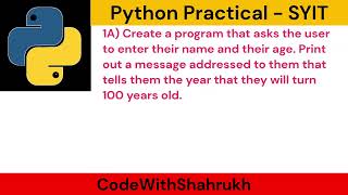 BSc IT semester 3 Python Programming practical solutions. #python