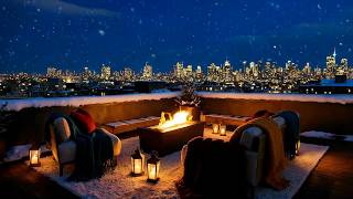Smooth Jazz for Focus with Cozy Rooftop Fireplace - Relaxing Background Ambience screenshot 3