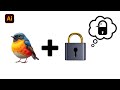 Beautiful Bird + Lock Icon = Bird lock Logo . Illustrator logo