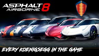 Asphalt 8: Full Koenigsegg Showcase (Every Car in-game, 2022)