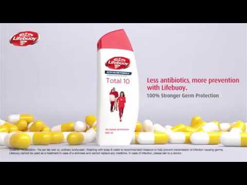 Lifebuoy Activ Silver Formula, with 100% stronger germ  protection.