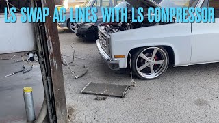 LS SWAPPED C10 AC LINES with stock LS compressor