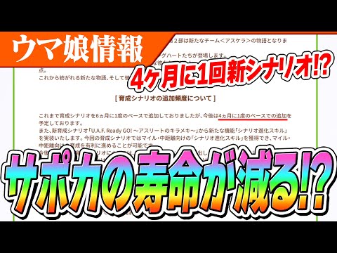 【ウマ娘】4ヶ月に1回新シナリオ追加！？シナリオ特化サポカの寿命は減ってしまうのか！？開発者レターにさらっととんでもないことが書かれていて騒然