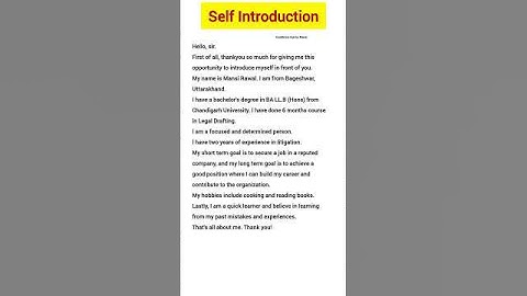 Self Introduction in English || How to introduce yourself in english #interview #shorts #trending