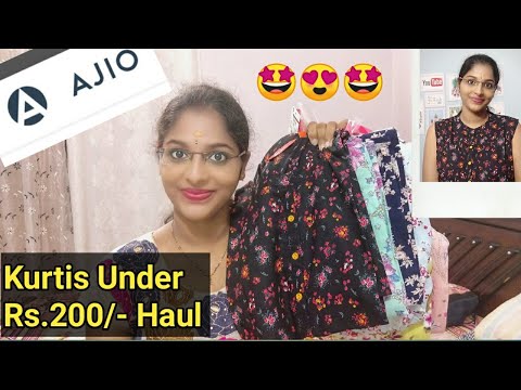 💕Ajio kurti haul/ kurti under 200/flipkart kurti haul embroidery  /office/daily/casual/Review try on. - YouTube