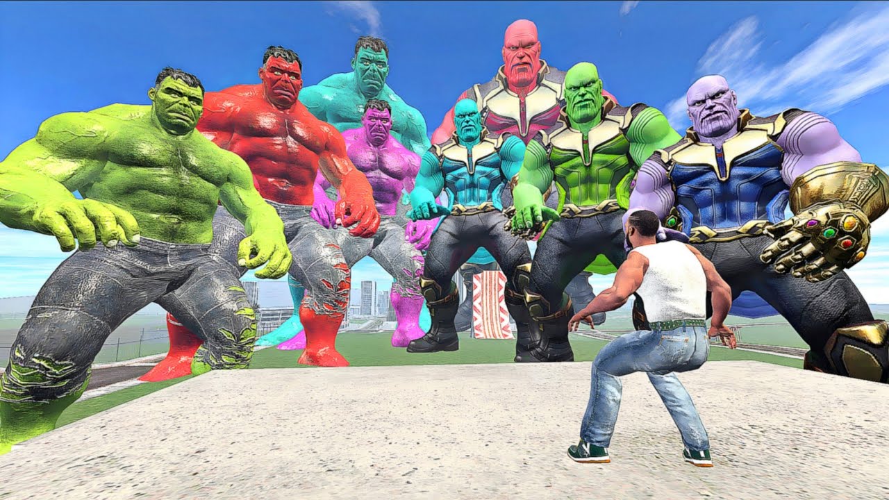 Franklin Save His Hulk Team From Thanos Team In Indian Bike Driving 3D