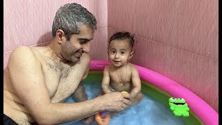 Sweet Moments of My Daughter and Her Dad Playing in the Home Pool