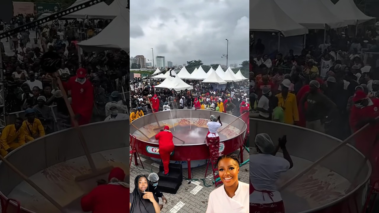 Hilda Baci Stirs Giant Pot of Jollof Rice in World Record Attempt 