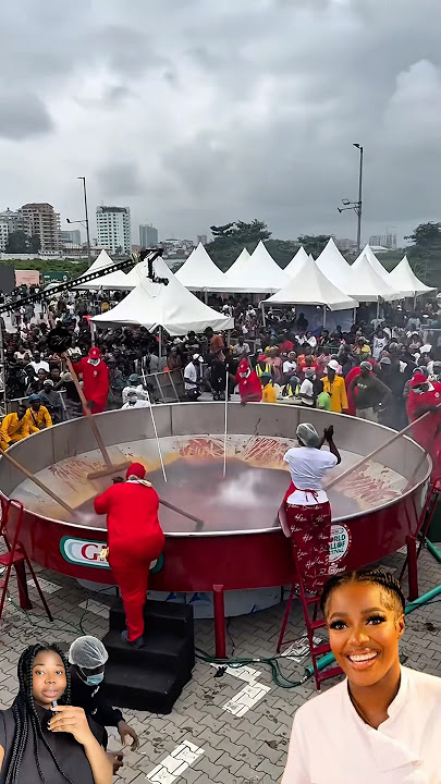 Hilda Baci Stirs Giant Pot of Jollof Rice in World Record Attempt #shorts #hildabaci #foryou