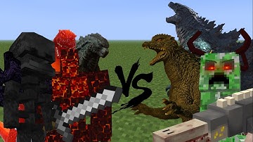 GODZILLA 2004 vs CHARGED KONG, BURNING GODZILLA vs ULTRA CREEPER TITAN and MORE! MCPE Mob Battles!