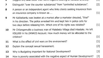 2017 Civic Education (Section A)- Exam revision questions and answers