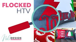 DIY Christmas pillow covers using flocked HTV and your Cricut