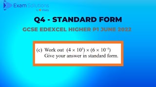 GCSE Edexcel June 2022 Higher Paper 1 Q4 - Standard form | ExamSolutions