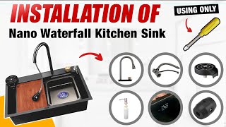 How to install Nano Waterfall Kitchen Sink ❓| Pull-Out Mixer Faucet | Ruhe Handmade SS Kitchen Sink