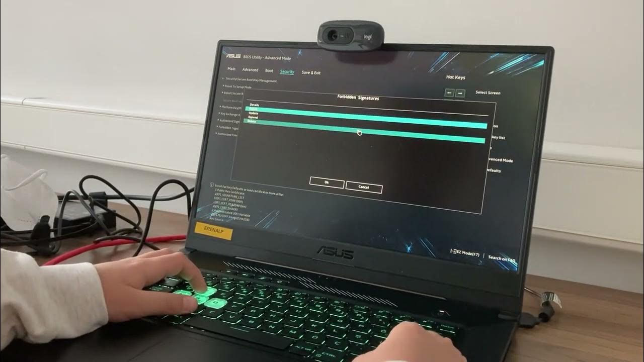 Asus Tuf F15'te secure boot nasıl açılır. YouTube