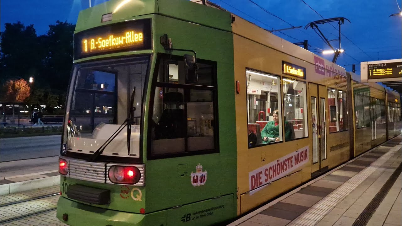 Tram Brandenburg | Mitfahrt in der kompl. 1 von Anton-Saefkow-Allee bis Hauptbahnhof im MGT6D 102