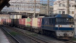 【4K高画質】【約５分遅れ・ジョイント音最高！】JR貨物EF210形300番台308号機（旧塗装）＋コキ23両が大船駅を通過するシーン（66レ・吹A244・コンテナ輸送）2025.6.21