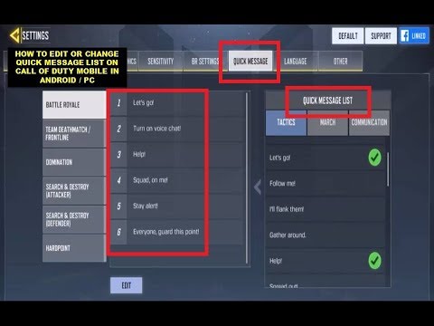 How to Edit or Change Quick Message List on Call of Duty Mobile In Android / PC