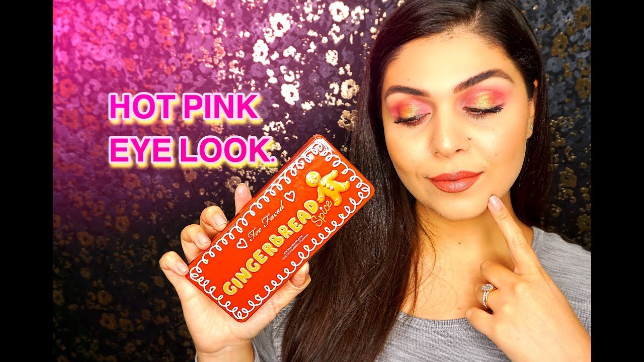 Too Faced Gingerbread Spice: Hot Pink & Gold Eye Look