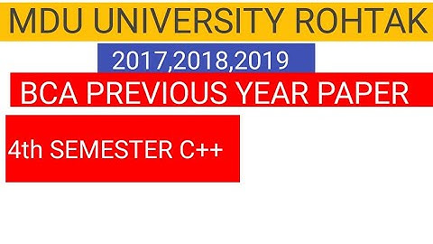 MDU, BCA 4th Sem C++, OBJECT ORIENTED PROGRAMMING
