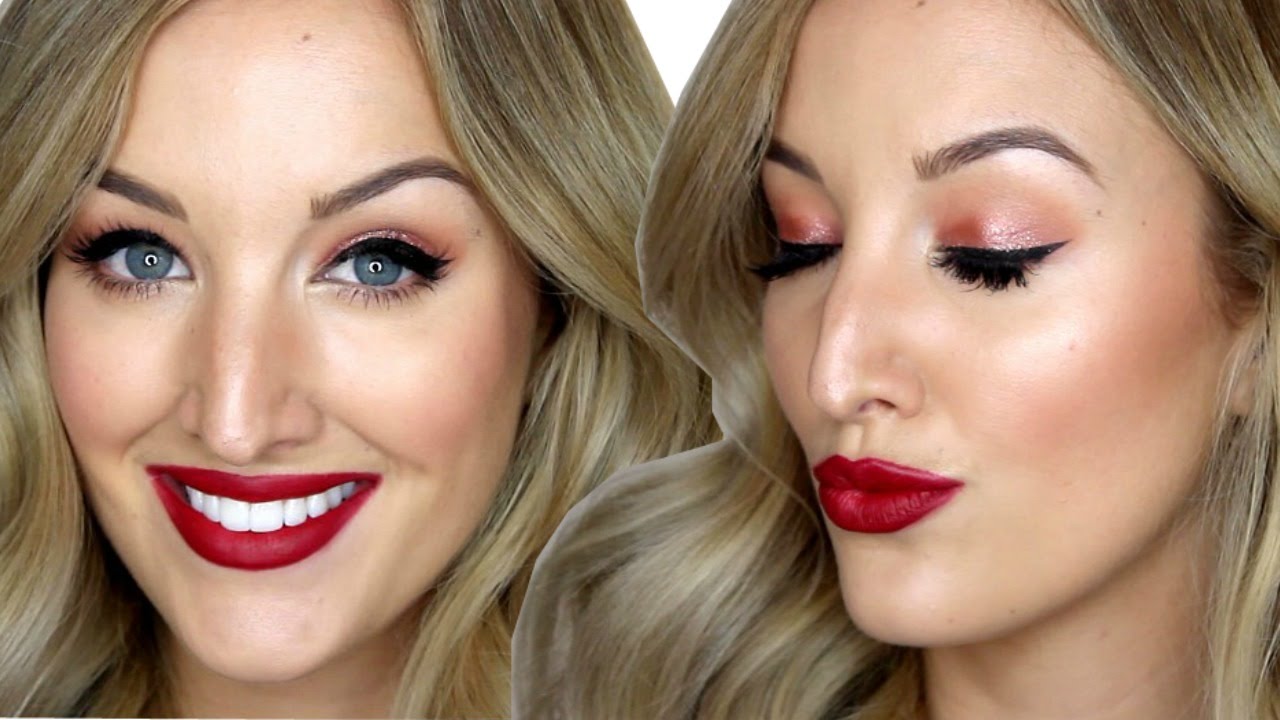 Fall Makeup Tutorial Copper Eyes Red Lips Rosy Cheeks YouTube